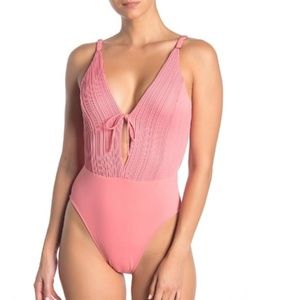 Robin Piccone Tie Front One-Piece Swimsuit